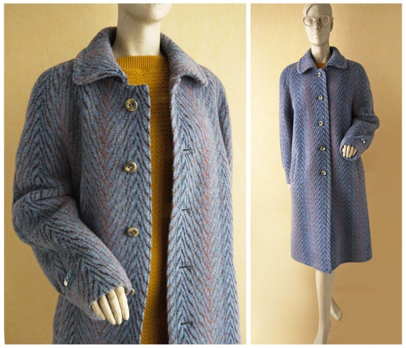 breathe Rainbow Wool Coat 70s Striped Winter Coat