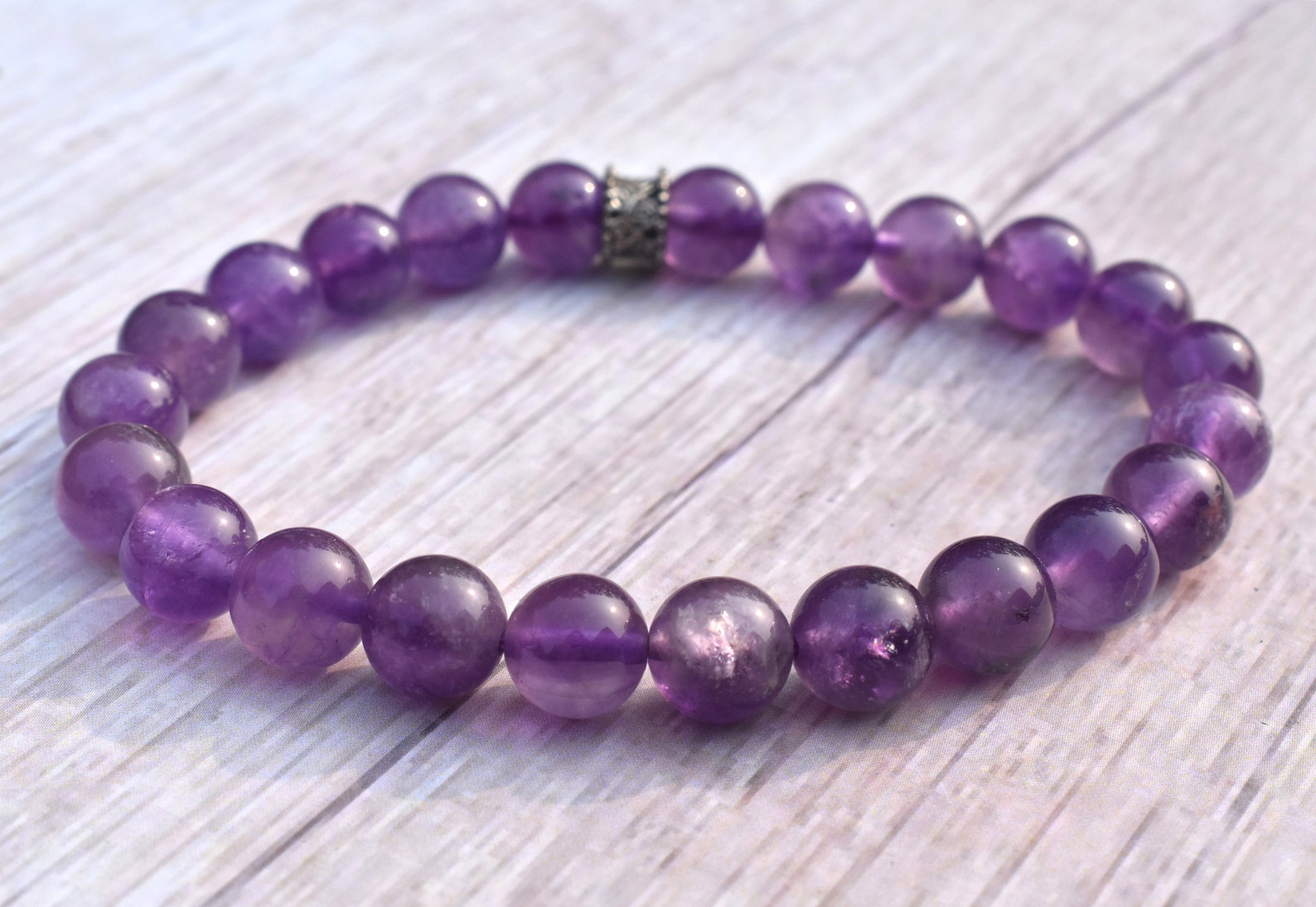 Amethyst Normal 8 mm Bead Bracelet Natural Healing Crystal Etsy