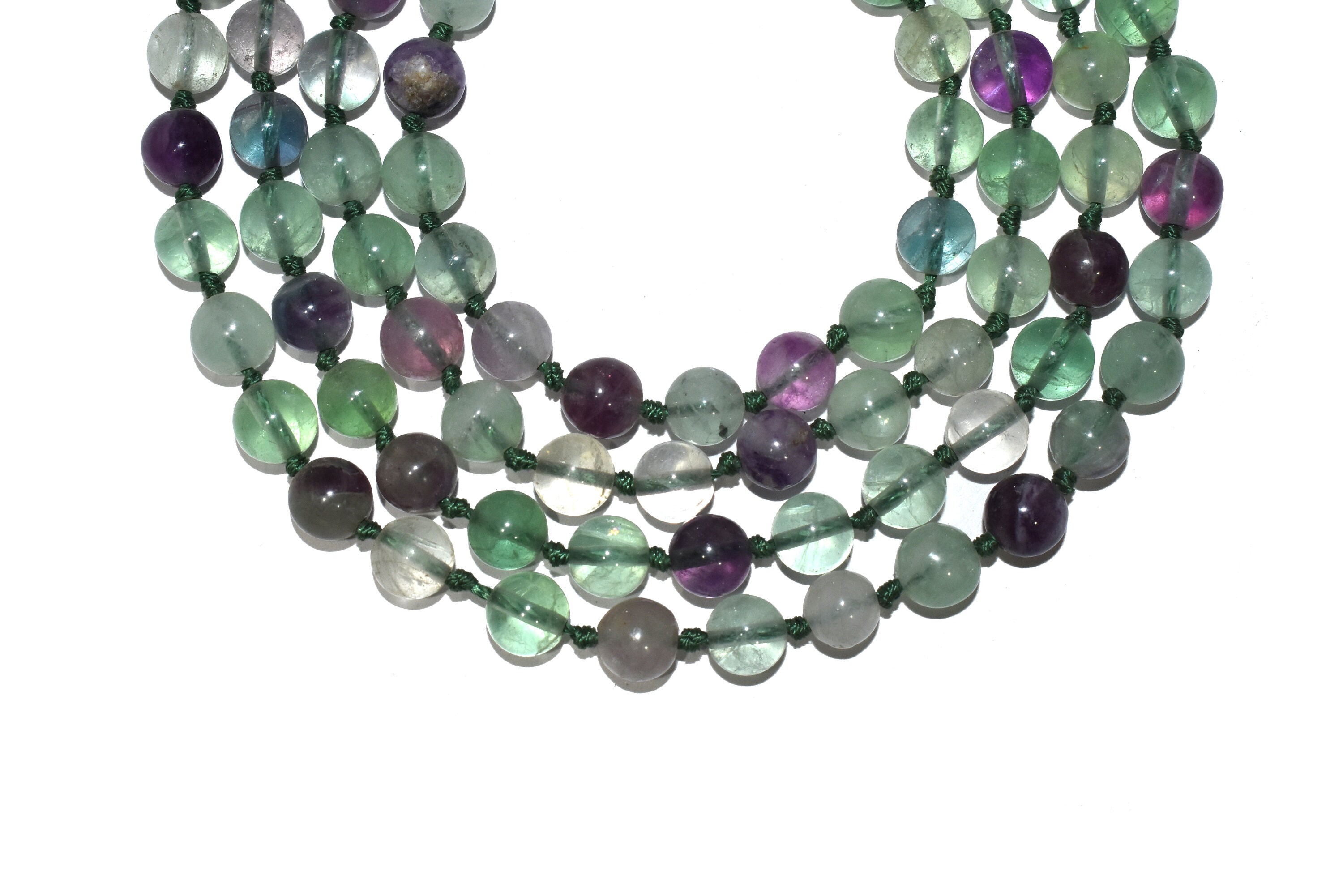 Healing Crystal Mala Knotted Multi Fluorite 42 inch String Etsy