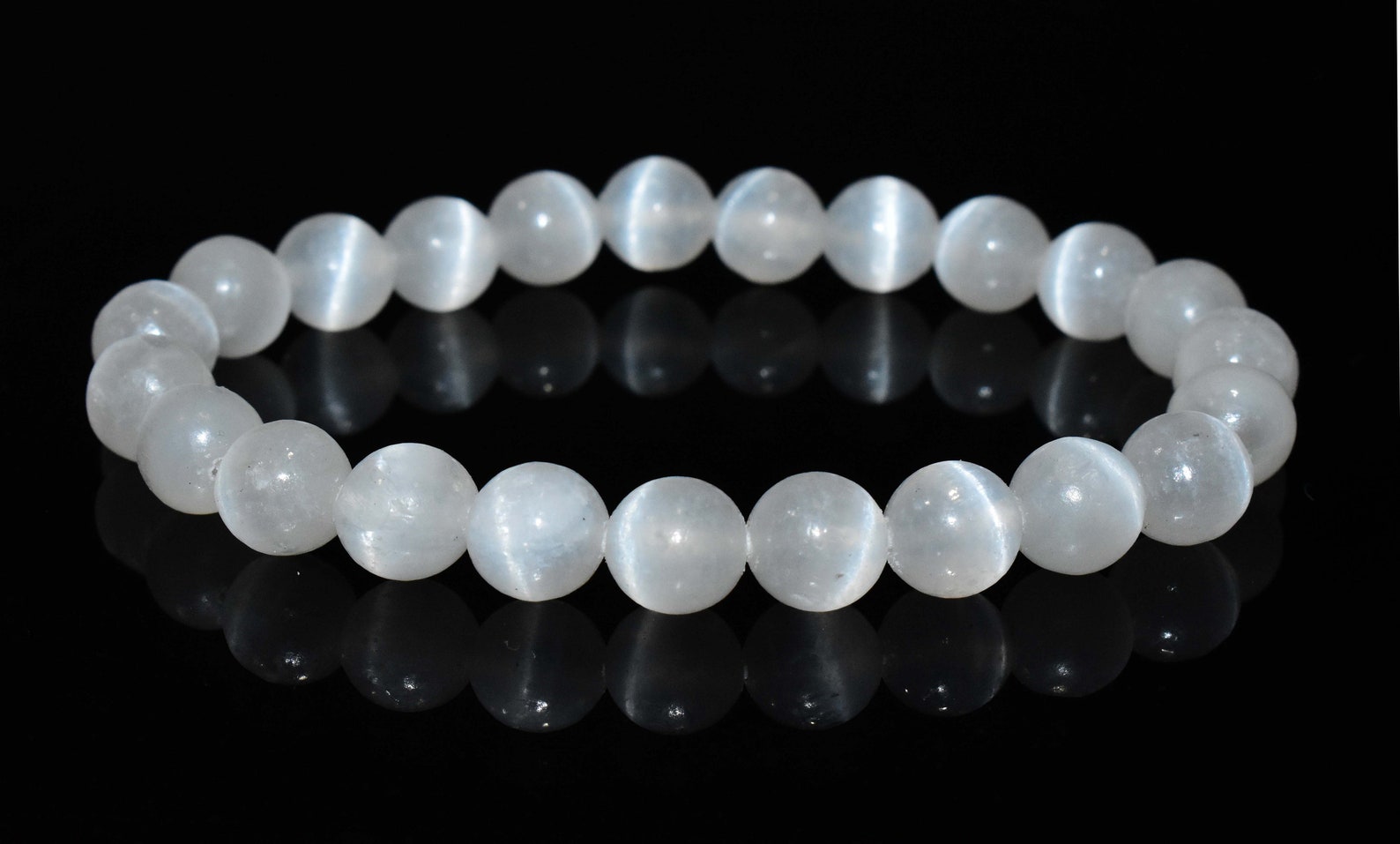 Selenite 10 mm Bead Bracelet Natural Healing Crystal Jewelry Etsy