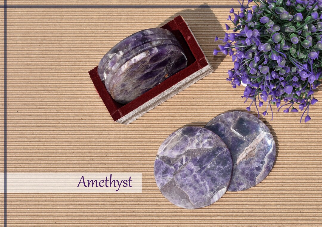 1 Pair of Amethyst Coasters 3.5 Inch Diameter Use as a Energy Etsy