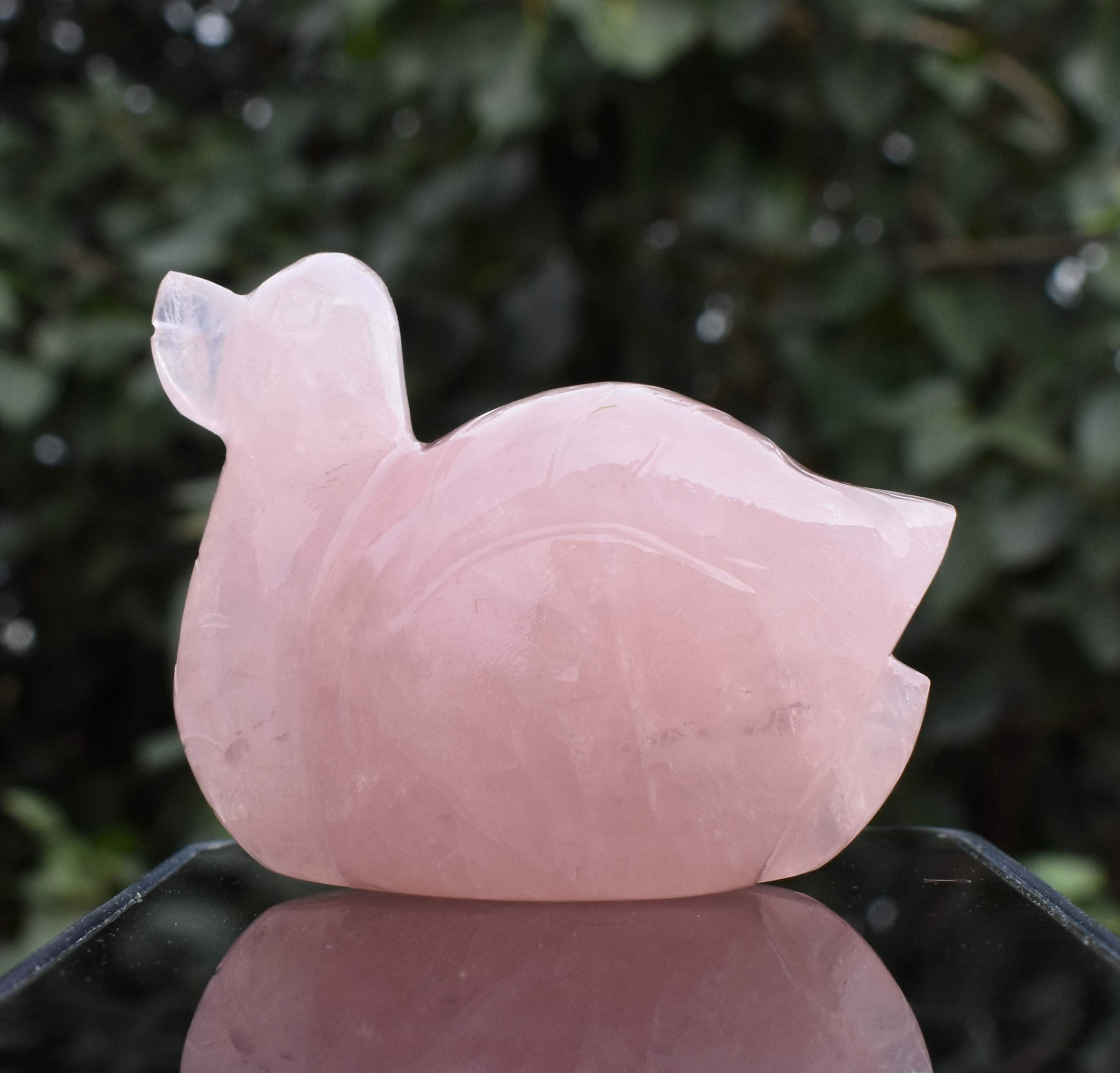 Rose Quartz Mandarin Duck Pair Natural Healing Crystal Etsy