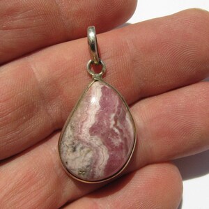 Rhodochrosite Sterling Silver pendant Natural Rhodochrosite cabochon Necklace Rhodochrosite jewelry statement piece Rhodochrosite pendant