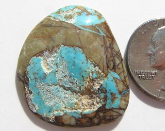 Natural Royston turquoise cab (33.6x28.5x4.9mm) freeform cabochon Royston cabochon turquoise jewelry Nevada turquoise