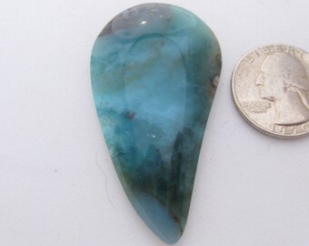 Needles Blue Gem Silica Cabochon (55.9 x 30 x 5.7mm) Blue Chalcedony cab, Rare Gem Chrysocolla