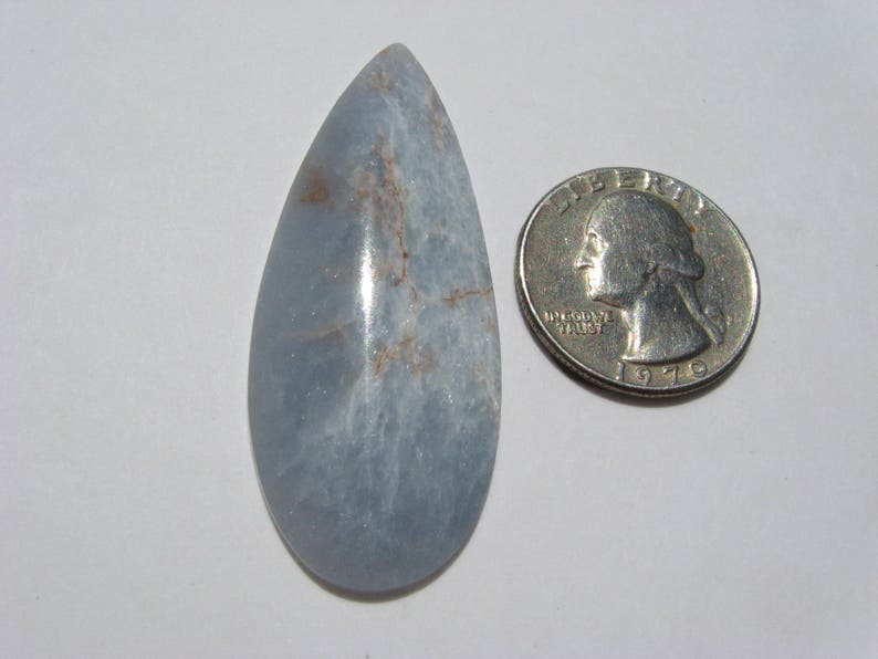 Angelite cabochon Periwinkle Blue Anhydrite cab focal stone jewelry Freeform teardrop cab 54.8x22x4.8mm