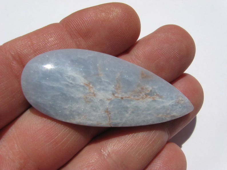 Angelite cabochon Periwinkle Blue Anhydrite cab focal stone jewelry Freeform teardrop cab 54.8x22x4.8mm