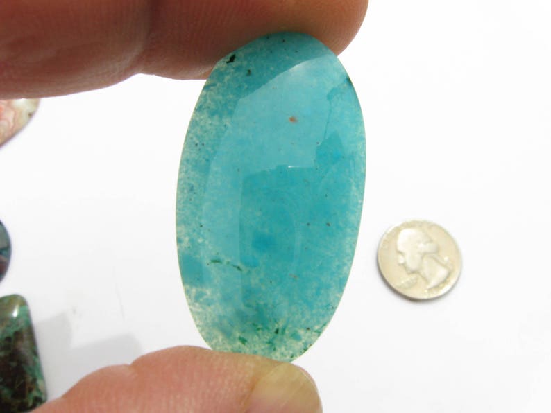 Gem Silica Cabochon 33.7x18x3.9mm Blue Chalcedony Cab Wire | Etsy