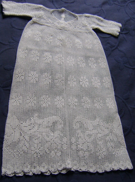Vintage Hand Crocheted Christening Gown Made with… - image 1