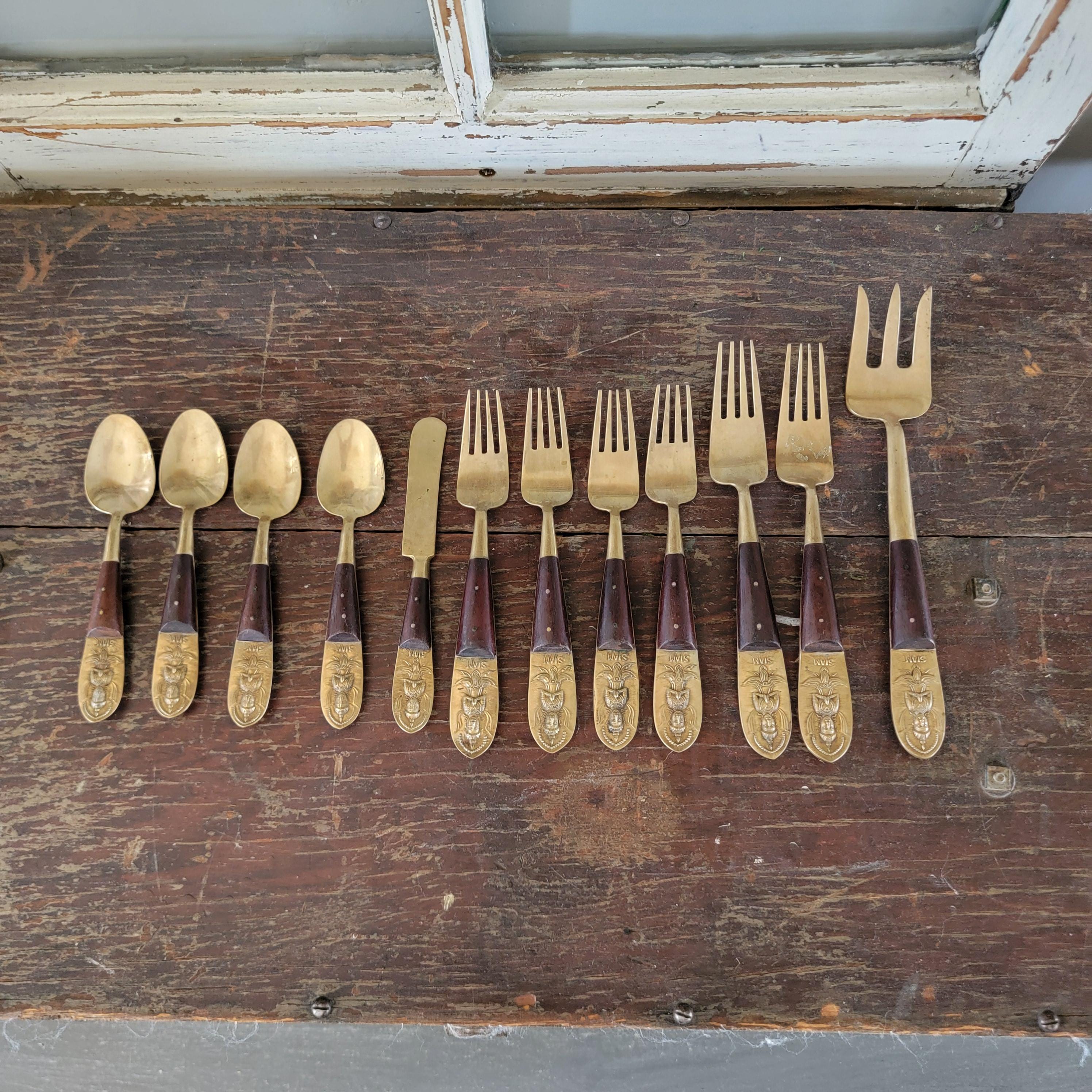 カトラリー(スプーン等) Thai Brass flatware Thai Brass Flatware - Etsy