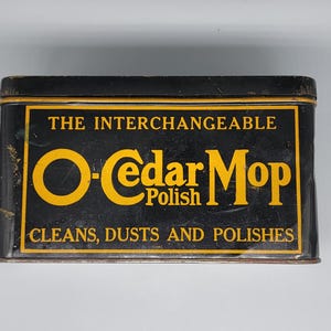 Vintage Antique O-Cedar Mop Polish Tin with Lid, 1920&#39;s- 30&#39;s, Vintage Home Decor