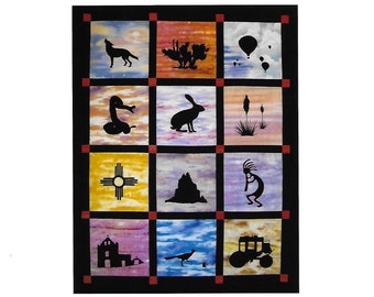 New Mexico Sunsets - PDF Quilt Pattern / Raw Edge Applique / New Mexico theme silhouettes