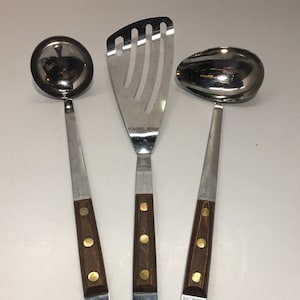 Spatula Ladle  Stainless Steel Kitchen Utensils Cuisinarts Heavy Duty Wood Stainless Steel France