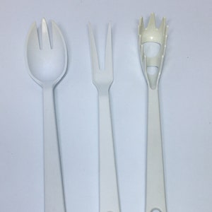 Vintage Plastic Kitchen Utensils USA Tailor Made White