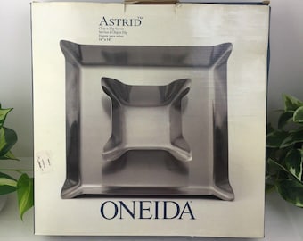 Oneida Astrid 18/8 roestvrijstalen chip- en dipschaal 14 x 14 originele doos