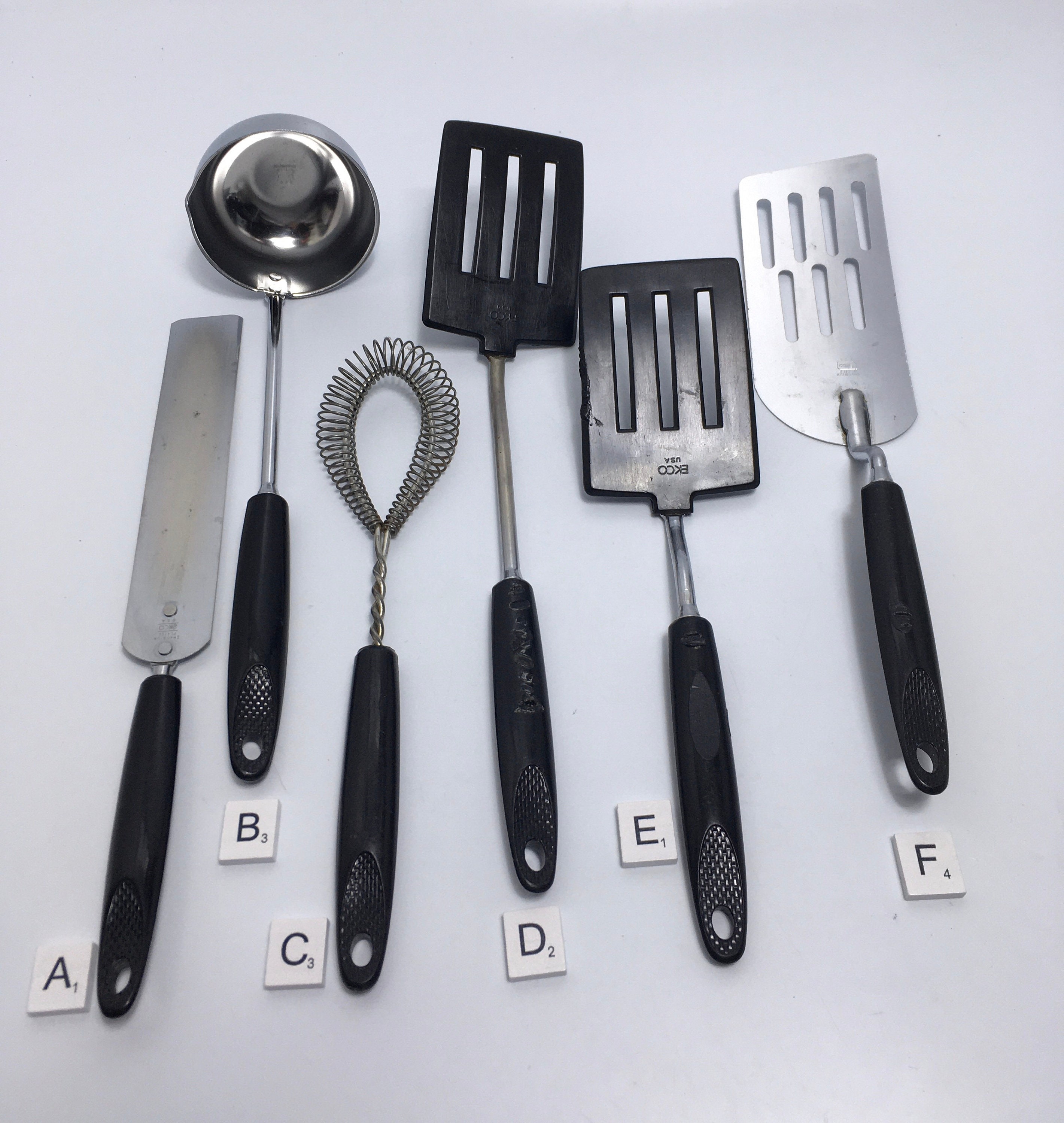 Ekco USA Kitchen Utensils Black Handle Spatula Whisk Nylon Spatula