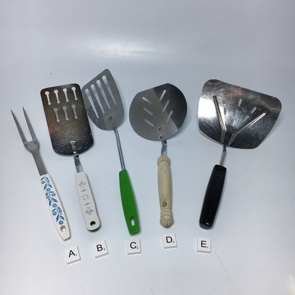 Kitchen Spatula Vintage Utensils Stainless Steel Androck Ekco Chrome USA Flint Arrowhead  Chromium Foley Wide Spatula Carousel MCM