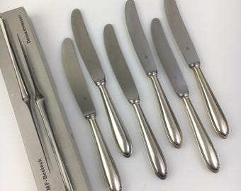 Messen WMF-patent 90 parels met kralen 6 delig verzilverd bestek 7 3/4" dessert