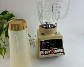 Oster Blender Dual Range 10 Vtg Harvest Gold Glass w Blend & Go 48oz Container