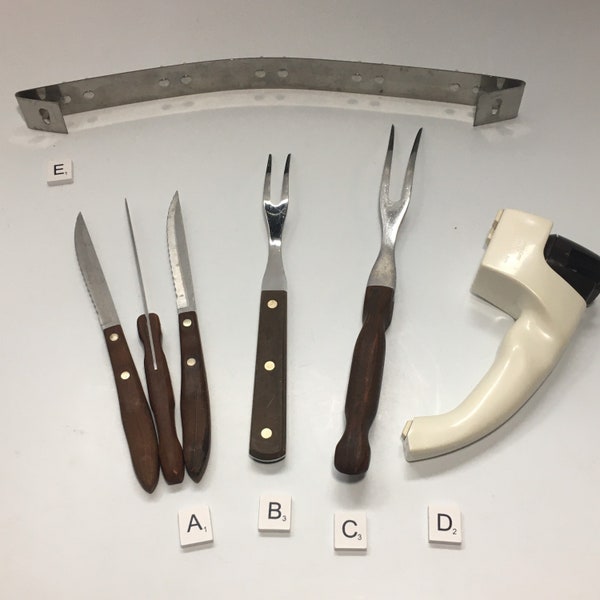 Cutco Knife Sharpener Turning Fork Utensil Holder Craftsman Knives Vintage Kitchen Utensils