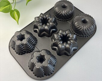 Multi Mini Bundt Pan 6 Cup Heavy Cast Aluminum Bundtlette Cake Mold Nordic Ware