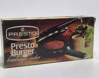 Presto Burger Quick Hamburger Cooker Vintage Original In Box 1970's Electric