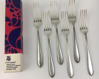 Vorken WMF-patent 90 parels met kralen 6 delig verzilverd bestek 7 1/8" saladedessert