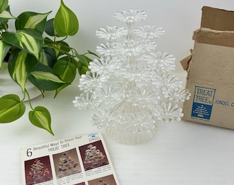 Albero di dolcetti vintage JONDEL, centrotavola in plastica con margherite e decorazioni CHADWICK.