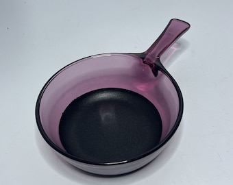 Corning Visions 0.5L Cranberry Purple Glass Saucepan Non Stick Vintage Cookware