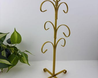 Coffee Mug Tree Vtg Retro Harvest Gold Yellow 6 MCM 70s Butterly Gold Corelle