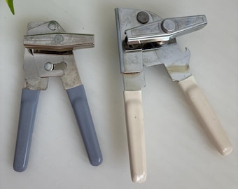 Swing Away Can Opener Vintage USA Comfort Grip Handle Easy Grip Heavy Duty Various Colors Red Blue White Tan