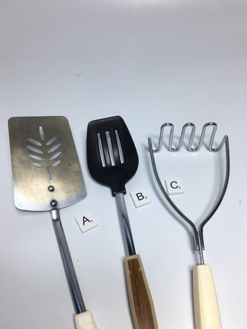 Spatula Ekco USA Vintage Kitchen Utensils Potato Masher Slotted Spoon