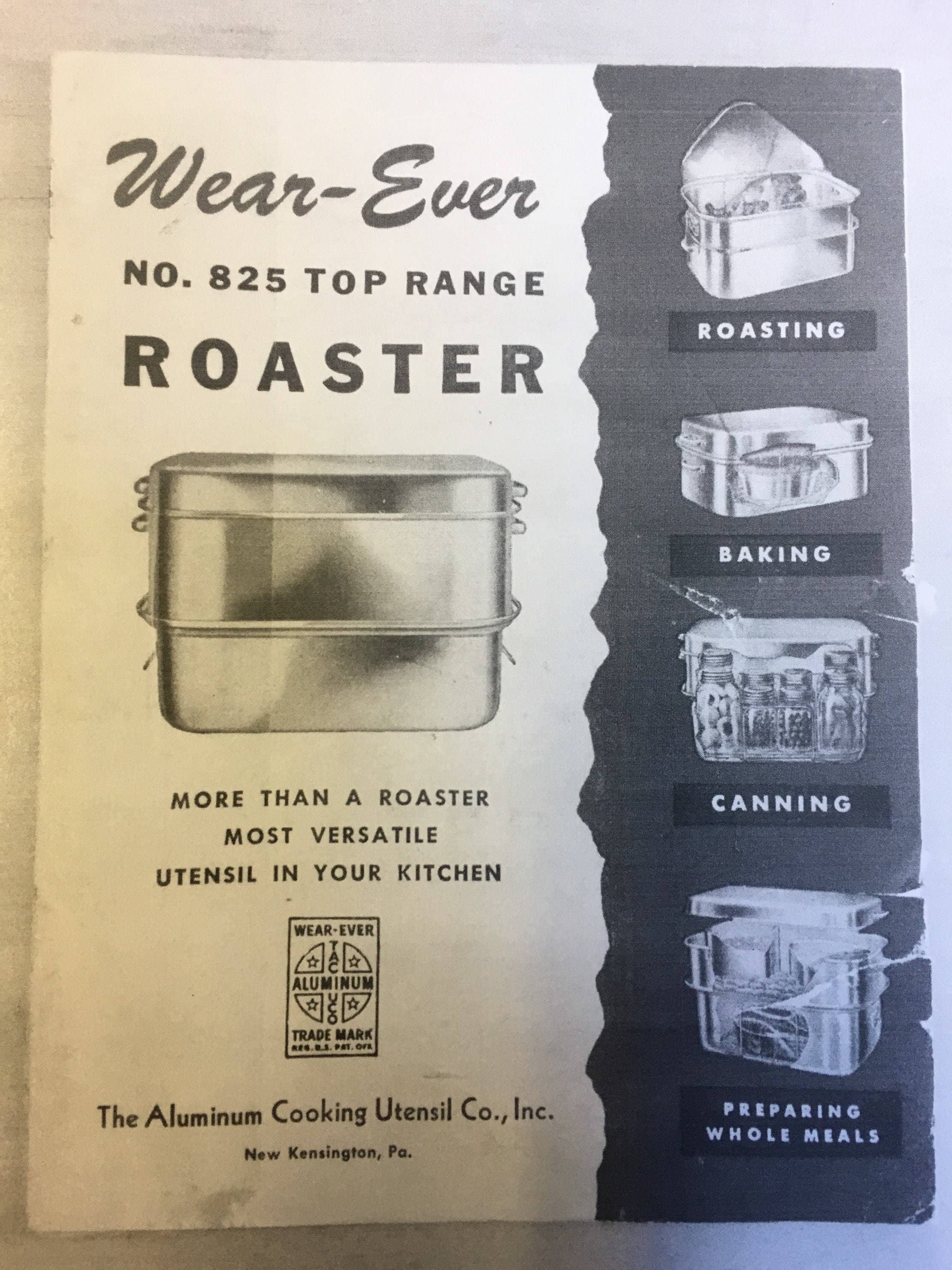 Wearever Wear-Ever Huge Heavy Duty Roaster 825 Manual Digital Download Vintage 1940s Aluminum Roaster Canner Canning System