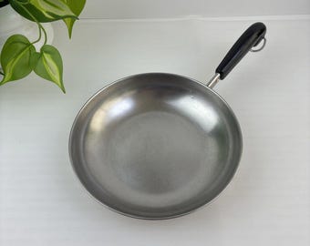 Rara padella per omelette vintage Revere Ware da 20 cm, in acciaio inossidabile con fondo in rame.