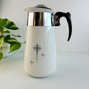 Corning Ware Percolator 8 Cup 50s Atomic Platinum Starburst Percolator Stovetop Coffee Maker Kitchenware Rare Corning Ware