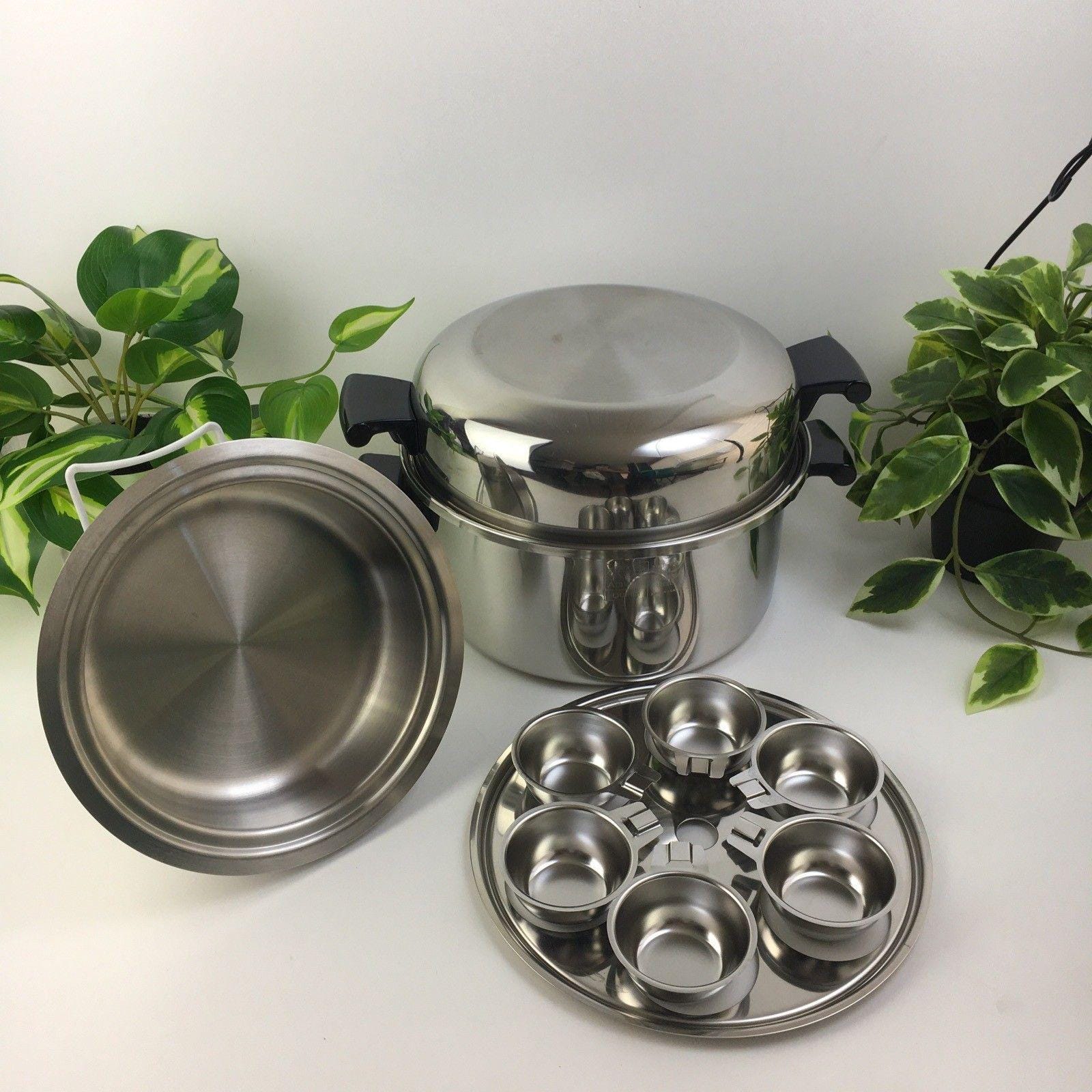 Poêle Vintage Saladmaster 11 Avec Gobelets Pour œufs Pochés, Inox Lourd, USA