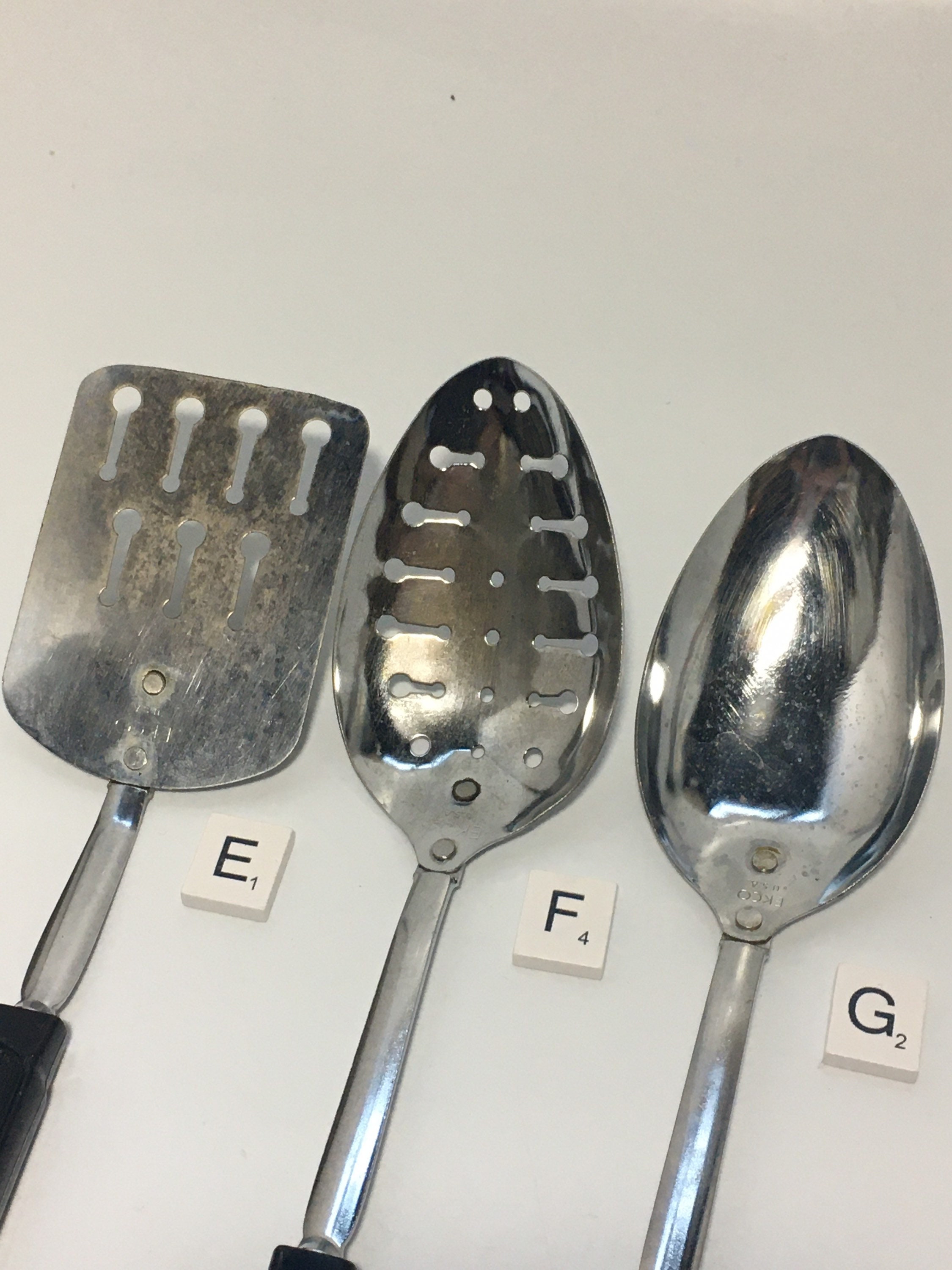 Ekco USA Vintage Kitchen Utensils Black Handle Sieve Nylon Spoon Spatula Slotted Spoon Masher Etsy