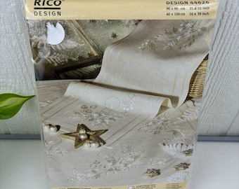 Kit per punto croce, tovaglia Rico Designs 44626, 89 x 89 cm, candela, fiori, stile ceco