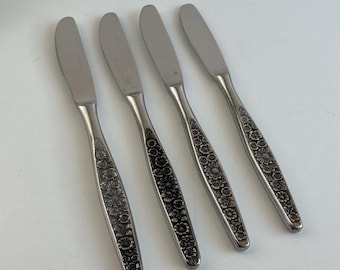 Jardinera Dinner Knives Interpur Stainless Flatware 4 Glossy Black Accent Japan