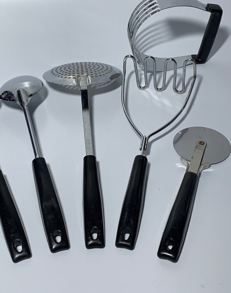 Ekco USA Kitchen Utensils Black Handle Nylon Spoon Strainer Etsy