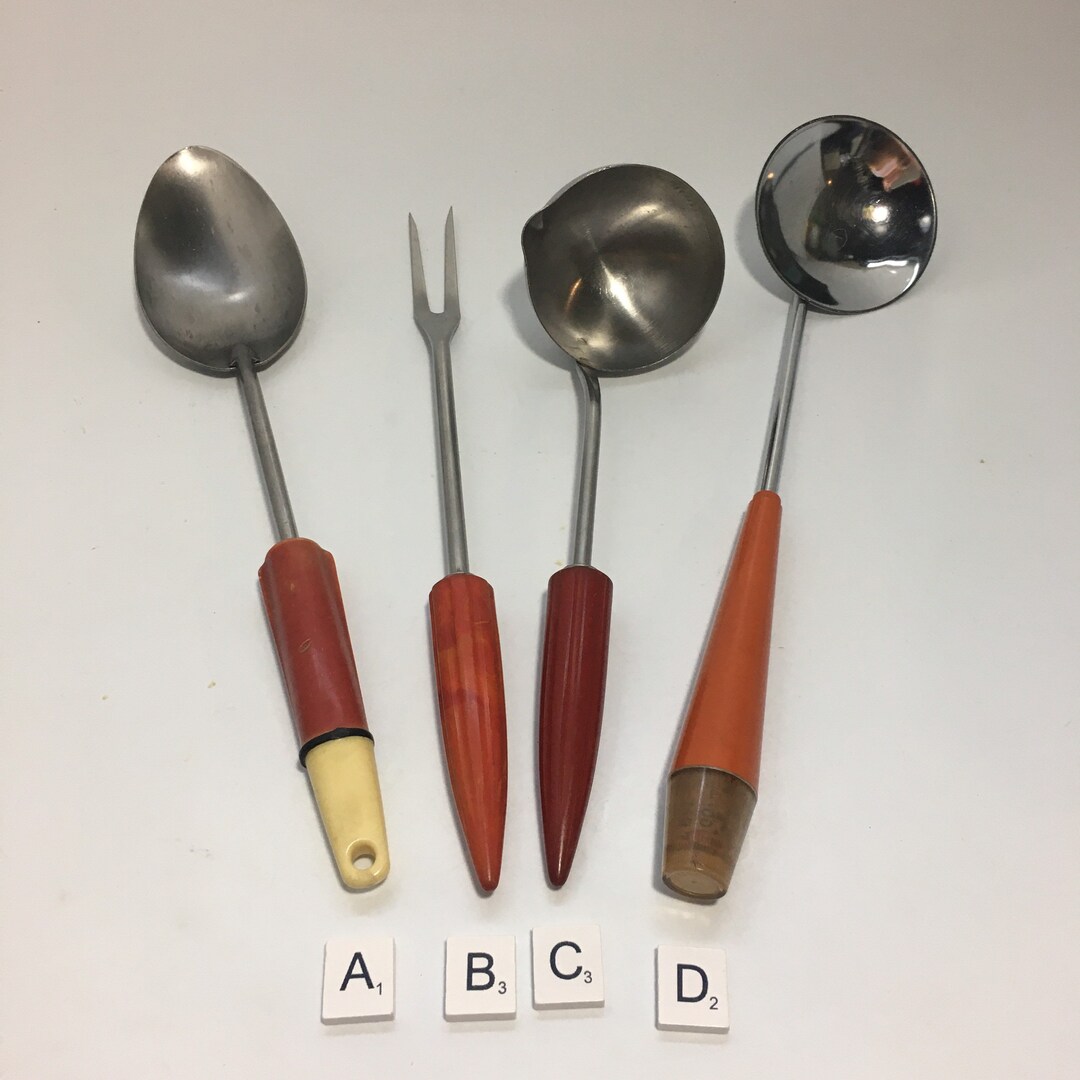 Androck A&J Vintage MCM USA Kitchen Utensils Spoon Fork Ladle Etsy