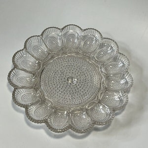 Vtg Indiana Glass Devil Egg Tray Platter Serving Dish Thick Heavy Dinnerware 3lb