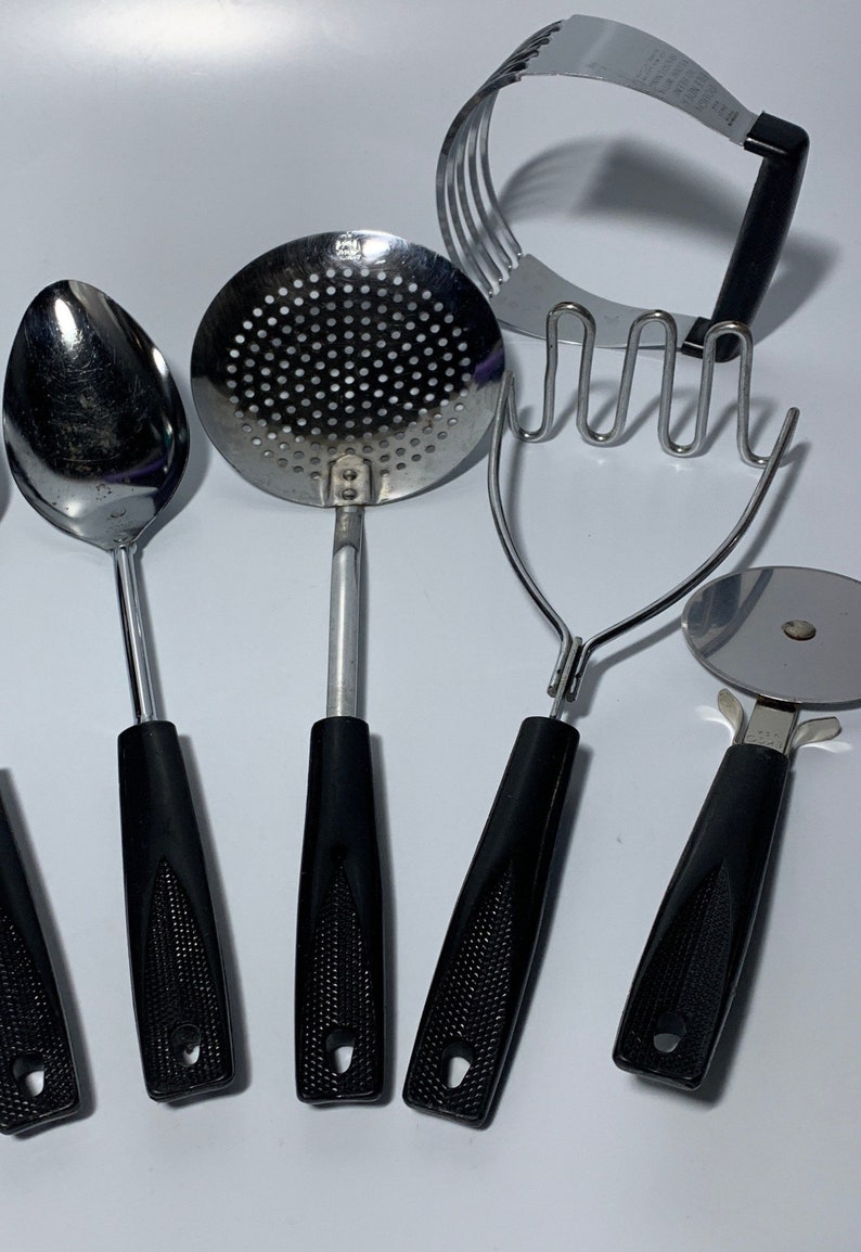 Ekco USA Kitchen Utensils Black Handle Nylon Spoon Strainer Etsy