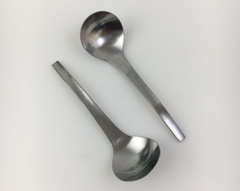 Vintage Asian Stainless Soup Spoons for Miso Pho Ramen Wonton Japan 2 Pc