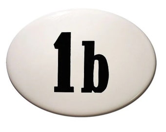 Hand-Painted Porcelain House Number: Vintage Black and White Sign