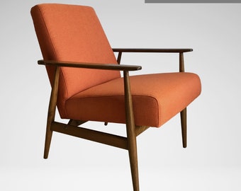 Orangefarbener Vintage polnischen Sessel Typ 300-190 von H. Lis 1960er, Retro Mid Century Modern Lounge Sessel für Wohnzimmer, auf Bestellung restauriert