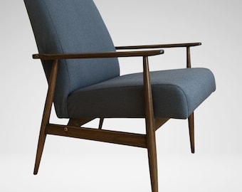 Navy Blauer Vintage polnischen Sessel Typ 300-190 von H.Lis von 1960er, Retro Mid Century Modern Lounge Sessel für Wohnzimmer, auf Bestellung restauriert