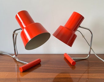 Paire de Lampes de Bureau Orange vintage Modèle 85133 par Josef Hurka pour Napako, 1970s