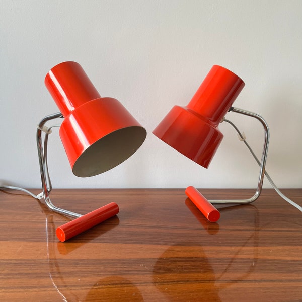 Pair of Orange Vintage Table Lamps Model 85133 by Josef Hurka for Napako, 1970s