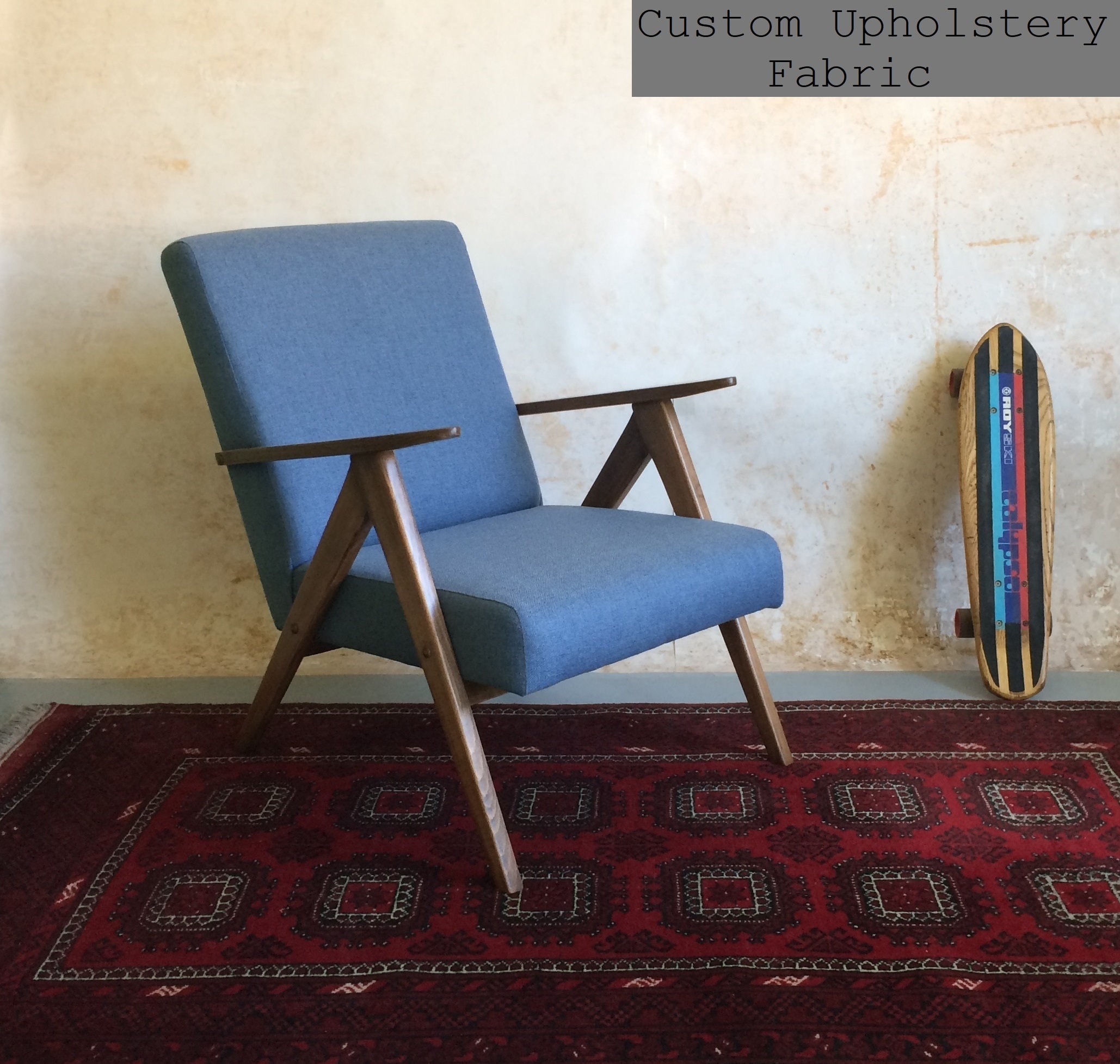 Fauteuil Bleu Vintage B-310 Var Par A. Dutka Fauteuil Lounge Moderne Du Milieu Siècle